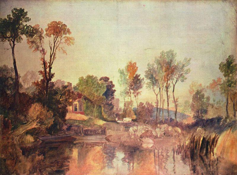 Joseph Mallord William Turner Haus am Flub mit Baumen und Schafen oil painting picture